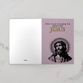 De Vacances Métallisée Funny Christian Jesus Carte d'anniversaire (Mise à l'extérieur)