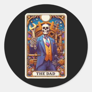De Vader Tarotkaart Skelet Vaderdag Papa Opa Ronde Sticker
