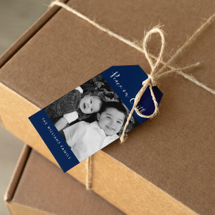 De Vakantie van de Foto van de "vrede ter wereld" Cadeaulabel