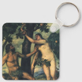 De val van de mens; Adam en Eva door Titian Sleutelhanger (Achterkant)