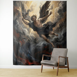 De val van Lucifer uit de hemel Wandkleed