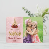 De Valentijnsdag bloost de Roze Kaart van de Foto (Staand voorkant)