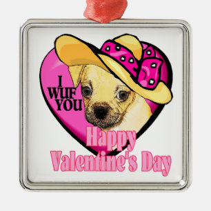 De Valentijnsdag van Puggle Metalen Ornament
