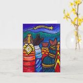 De vallende ster, honden, fijne kunst kaart (Gele Bloem)