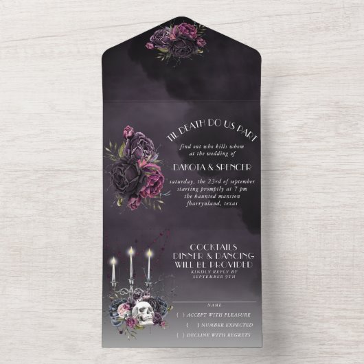 De vampier | Moody Gothic Vampy Glam All In One Uitnodiging (Binnen)