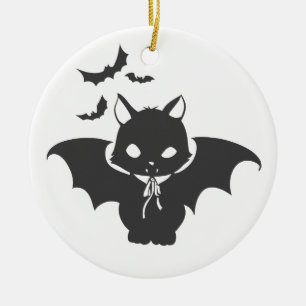 De vampierkat heeft een canine - Kies achterkleur Keramisch Ornament