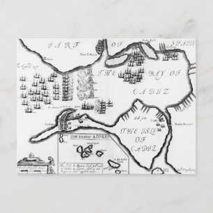 De vangst van Cádiz in 1596 (graving) Briefkaart