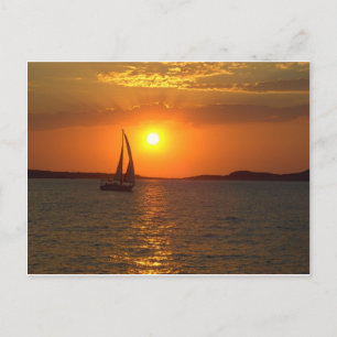 De Varende Boot van de zonsondergang Briefkaart