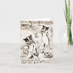 De Varken is in de Chicken Coop door Louis Wain Bedankkaart