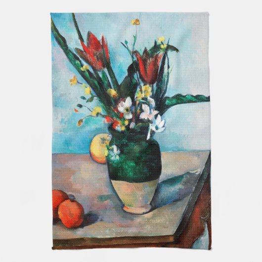 De Vase van Tulpen, Paul Cezanne Theedoek (Verticaal)