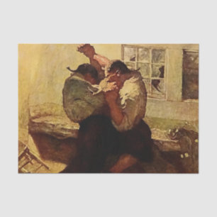 “De vechtpartij in de hut” door NC Wyeth Tissuepapier