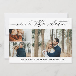 De veelvoudige foto's van het manuscript sparen de save the date