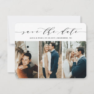 De veelvoudige foto's van het manuscript sparen de save the date