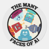 De vele gezichten van AI (Artificial Intelligence) Ronde Sticker (Voorkant)
