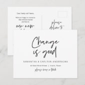 De verandering is goed, de Nieuwe Aankondiging van Briefkaart (Voorkant / Achterkant)