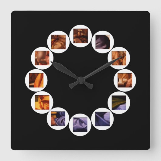 De verborgen Doni Tondo van Michelangelo Square Cl Vierkante Klok (Voorkant)