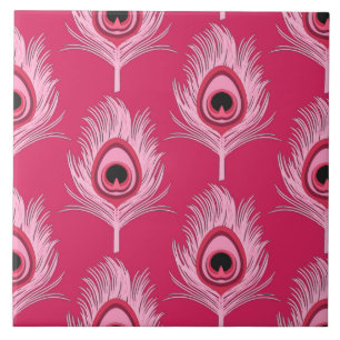 De Veren van de pauw, het Roze van de Pastelkleur Tegeltje