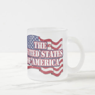 De Verenigde Staten van Amerika met noodlijdende v Matglas Koffiemok