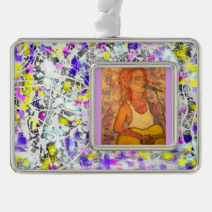 de verf van de zangereskunst ploetert verzilverd kader ornament