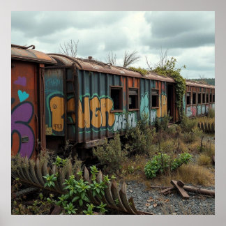 De Vergeten Spoorlijn – Verlaten Graffiti Trein Poster