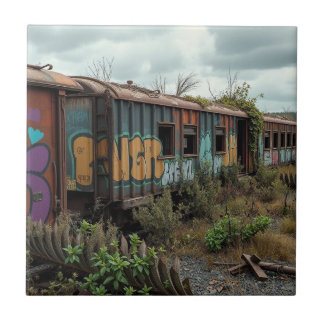 De Vergeten Spoorlijn – Verlaten Graffiti Trein Tegeltje