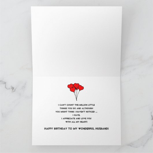 De Verjaardag van de echtgenoot houdt van mijn Kaart (Binnen)