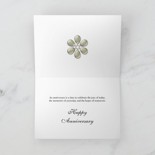 De verjaardag van het huwelijk met kant en parels kaart (Binnen)