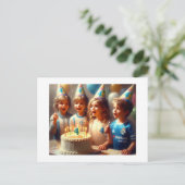 De verjaardagsfeestje, briefkaart (Staand voorkant)