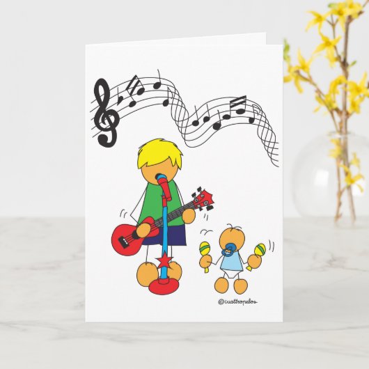 De verjaardagskaart van de pret, heb ik een lied kaart (Gele Bloem)