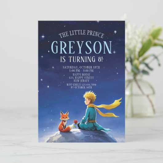 De verjaardagsuitnodiging van de kleine prins. Jon Kaart (Staand voorkant)