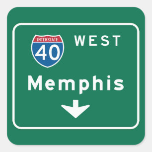 De Verkeersteken van Memphis, TN Vierkante Sticker
