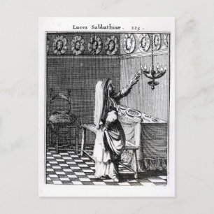 De verlichting van de Sabbat-kaarsen Briefkaart
