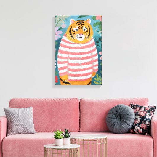 De vermoeide tijger canvas afdruk (Insitu (Woonkamer))