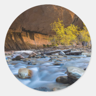 De vernauwing van de Virgin River in de herfst Ronde Sticker