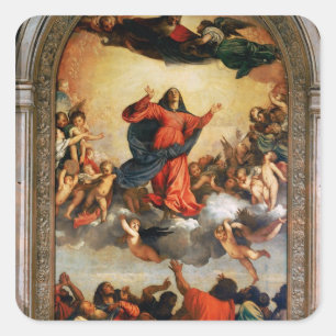 De veronderstelling van de maagd, 1516-18 vierkante sticker