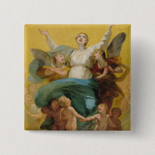 De veronderstelling van de maagd vierkante button 5,1 cm