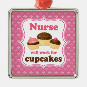 De verpleegster zal werken voor Cupcakes Keepslag Metalen Ornament