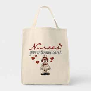 De verpleegsters geven de t-shirts en de Giften va Tote Bag