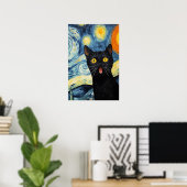 De Verraste Zwarte Kat Kunst Poster (Thuiskantoor)