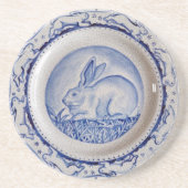 De Verre En Grès "Dedham Blue" & White Rabbit Plate Design Dessous (Devant)