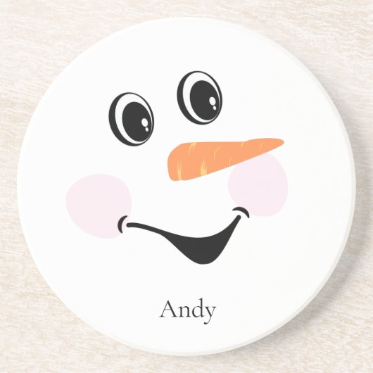 De Verre En Grès Moderne Cute Custom Smiling Snowman visage Dessous (Devant)