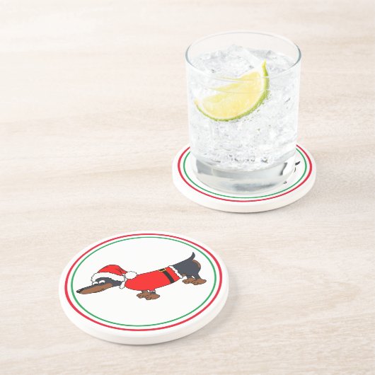 De Verre En Grès Père Noël Dachshund Chien Sandstone Dragon Dessous (Côté)