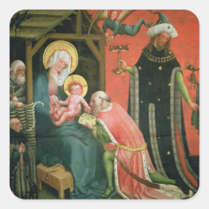 De verrijking van de Magi (olie op het paneel) Vierkante Sticker