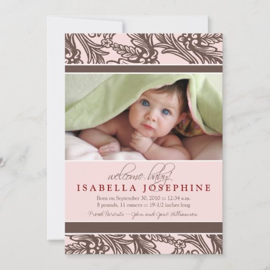 De versierd Bloemen (roze) Aankondiging van de (Voorkant)