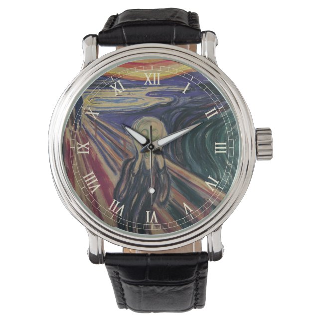De vertoning van Edvard Munch,  expressionisme Horloge (Voorkant)