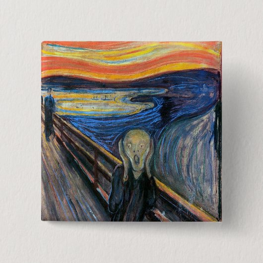 De vertoning van Edvard Munch Vierkante Button 5,1 Cm (Voorkant)