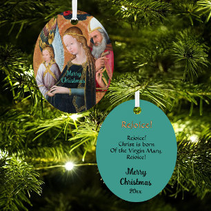 De verwachting Madonna met Sint-Joseph ovaal Metalen Ornament
