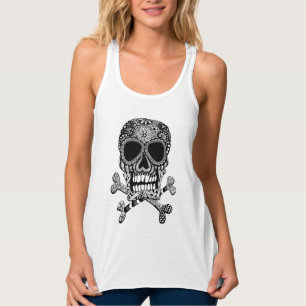 De verwarde Schedel en Tanktop van Gekruiste