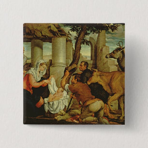 De verwerking van de schapenhouderijen vierkante button 5,1 cm