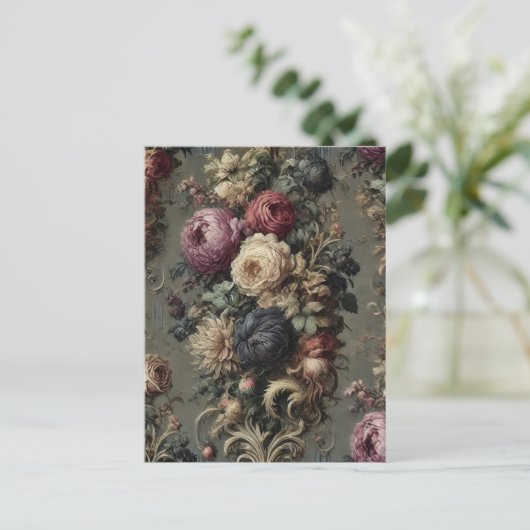 De Verwilderde Vigil – Gotische Bloemen Feestdagenkaart (Staand voorkant)